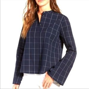 Madewell | Windowpane Bell Sleeve Button Down Shirt